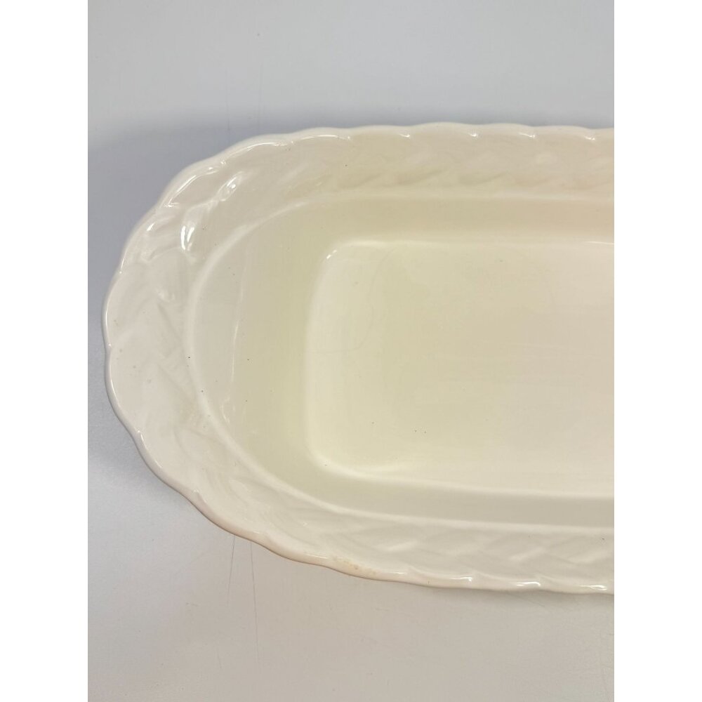 Ironstone White Serving Dish Bowl Oblong Braided Band Vintage Japaan Ceramic - Picture 5 of 16